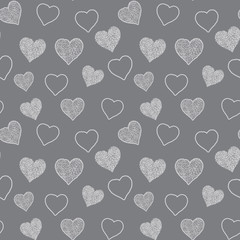 Seamless pattern with hand drawn doodle hearts, vector illustration, Abstract background