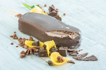Ice cream  on wooden table
