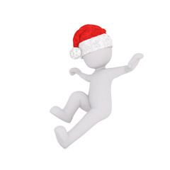 Little playful 3d man leaping in the air