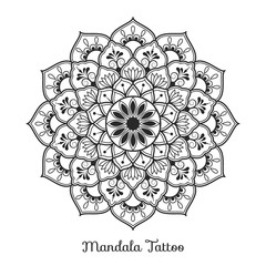 mandala decorative ornament design for coloring page, greeting card, invitation, tattoo, yoga and spa symbol. Vector illustration