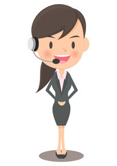 ヘッドセットをつける女性会社員