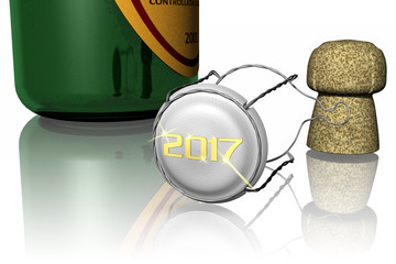 Bottiglia di champagne per festeggiare il nuovo anno.
