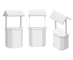 Fototapeta premium Vector market stand or retail counter for your information promote business