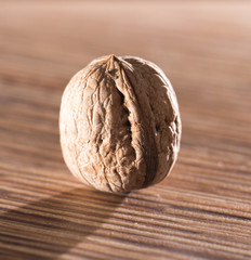 walnut on the table. macro