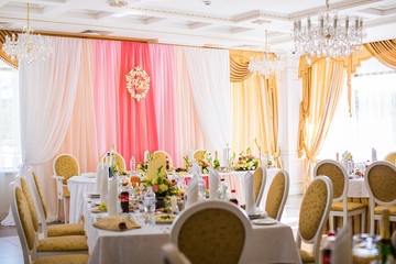 decorated banquet room for the newlyweds