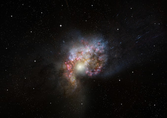 Stars, dust and gas nebula in a far galaxy