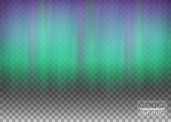 Naklejka premium Aurora Beautiful Natural Effect for Design Projects. Decoration Element Magic Fabulous Realistic Colored Northern or polar lights on transparent background. Vector Illustration