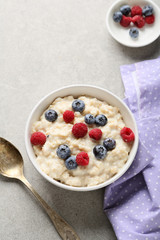 Diet cereal breakfast with berry