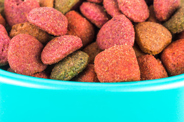 Dry dog treats in bowl