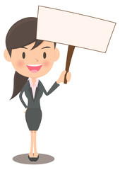 プラカードを持つ女性会社員