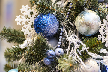 Christmas decoration on the winter tree - new year background
