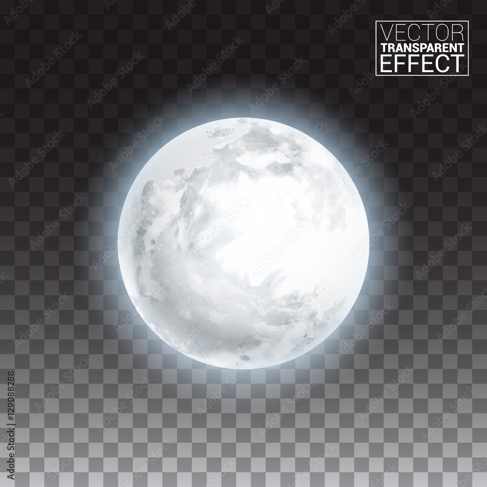 Wall mural realistic detailed full big moon isolated on transparent background. creative vector illustration