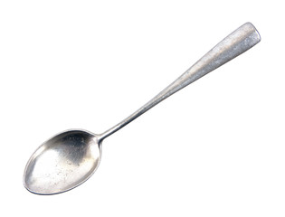 Silver tea spoon.Aluminum tea spoon isolated