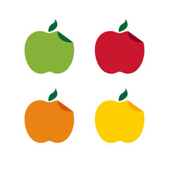 set of different apples with curved edge vector design illustrat