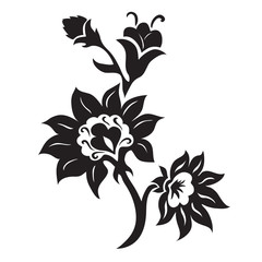 Black and white floral silhouette ornament