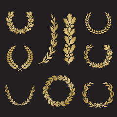 Silhouette laurel and oak wreaths in different  shapes - 129088454