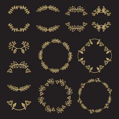 Gold floral elements - wreaths, dividers and frames