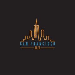 san francisco skyline with beer bottles vector design template i