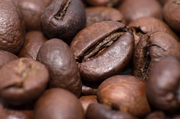 Closeup coffee beans background