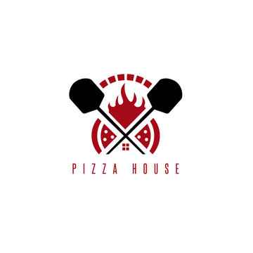 pizza house vector concept with oven and peels