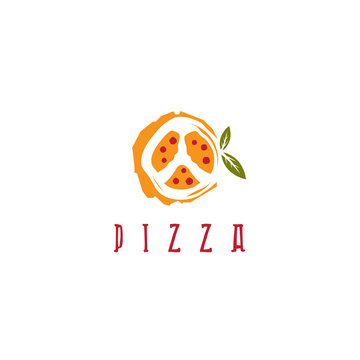 pizza in peace symbol form vector design template