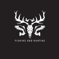 Fototapeta premium polowanie i wędkarstwo szablon projektu wektor godło vintage