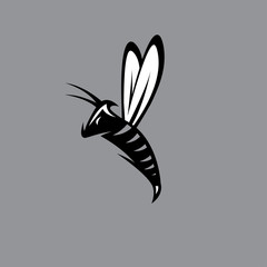 agressive bee or wasp mascot vector design template