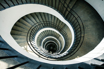 Fototapeta premium Spiral stairs from above