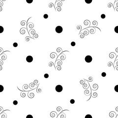 Twig and circle seamless pattern