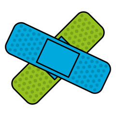 adhesive bandages crossed over white background. colorful design. vector illustration