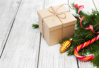 christmas gift box and decorations