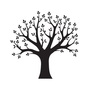 Black vector Tree. Vector Illustration. Park and Nature.