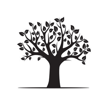 Black vector Tree. Vector Illustration. Park and Nature.
