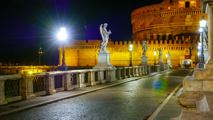 Pedestrian Bridge to Angels Castle - the famous Castel Sant Angelo in Rome