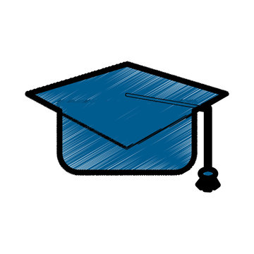 Blue Graduation Cap Icon Over White Background. Vector Ilustration