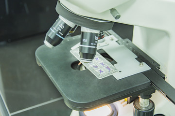 microscope for medical sample in labalotomy room selective focus