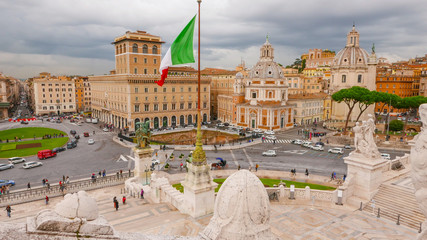View over Venetian Sqaure in Rome - Piazza Venezia