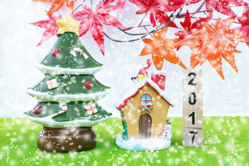 Obraz na płótnie Canvas Merry Christmas and happy new year background and number 2017 t