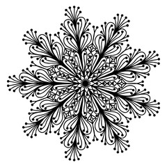 Hand drawing doodling mandala coloring page isolated