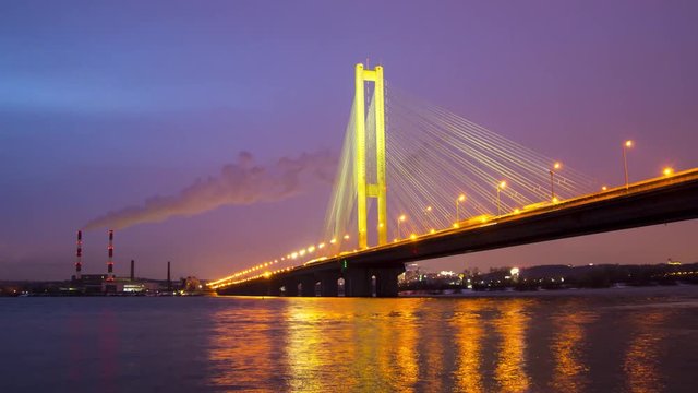 Illuminated Bridge at Dusk