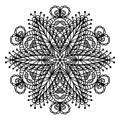 Hand drawing doodling mandala coloring page isolated