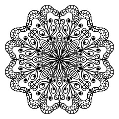 Hand drawing doodling mandala coloring page isolated