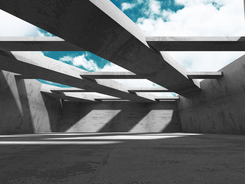 Abstract concrete architecture on sky background