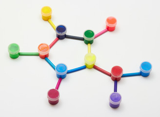 Dye and crayons in the form of molecule