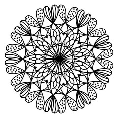 Hearts hand drawing doodling mandala coloring page isolated