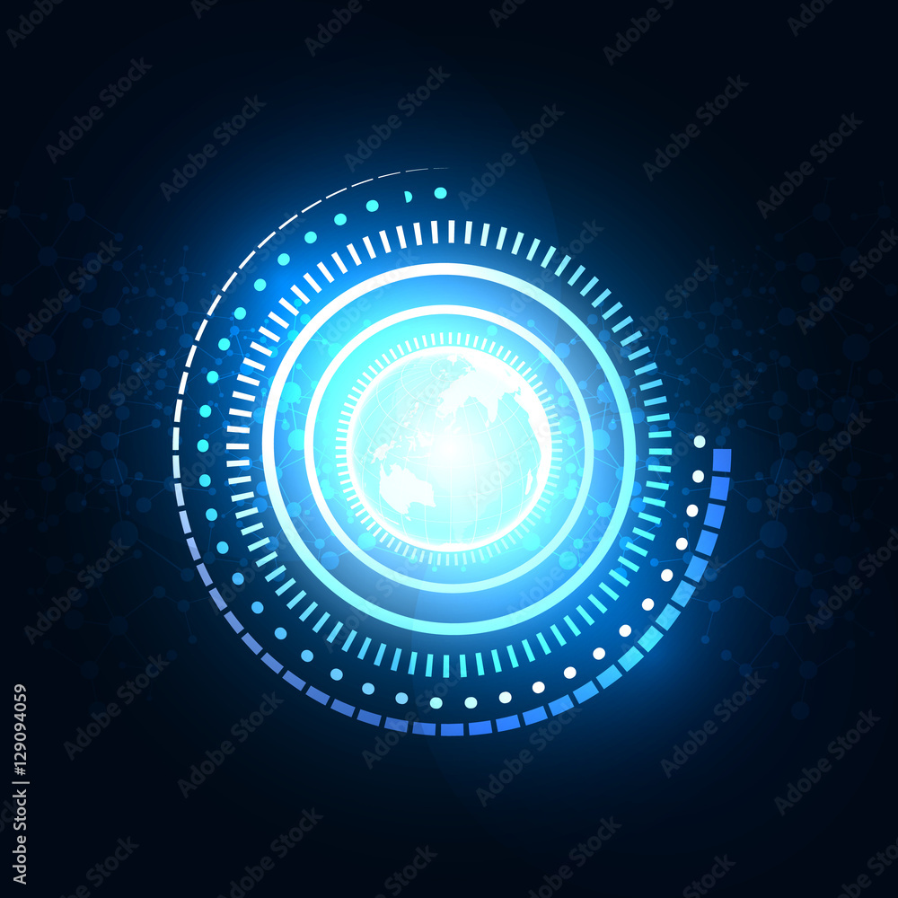 Aufkleber abstract technology network connection with globe background