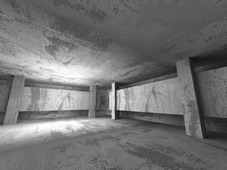 Empty Concrete Room Interior. Abstract Architecture Background