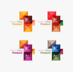 Set of abstract square interface menu navigation button