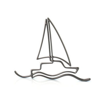 Silver sailboat 3d illustration