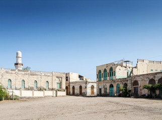 local architecture street in central massawa old town eritrea